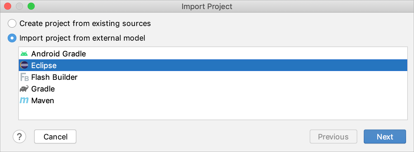 Importing a project from Eclipse