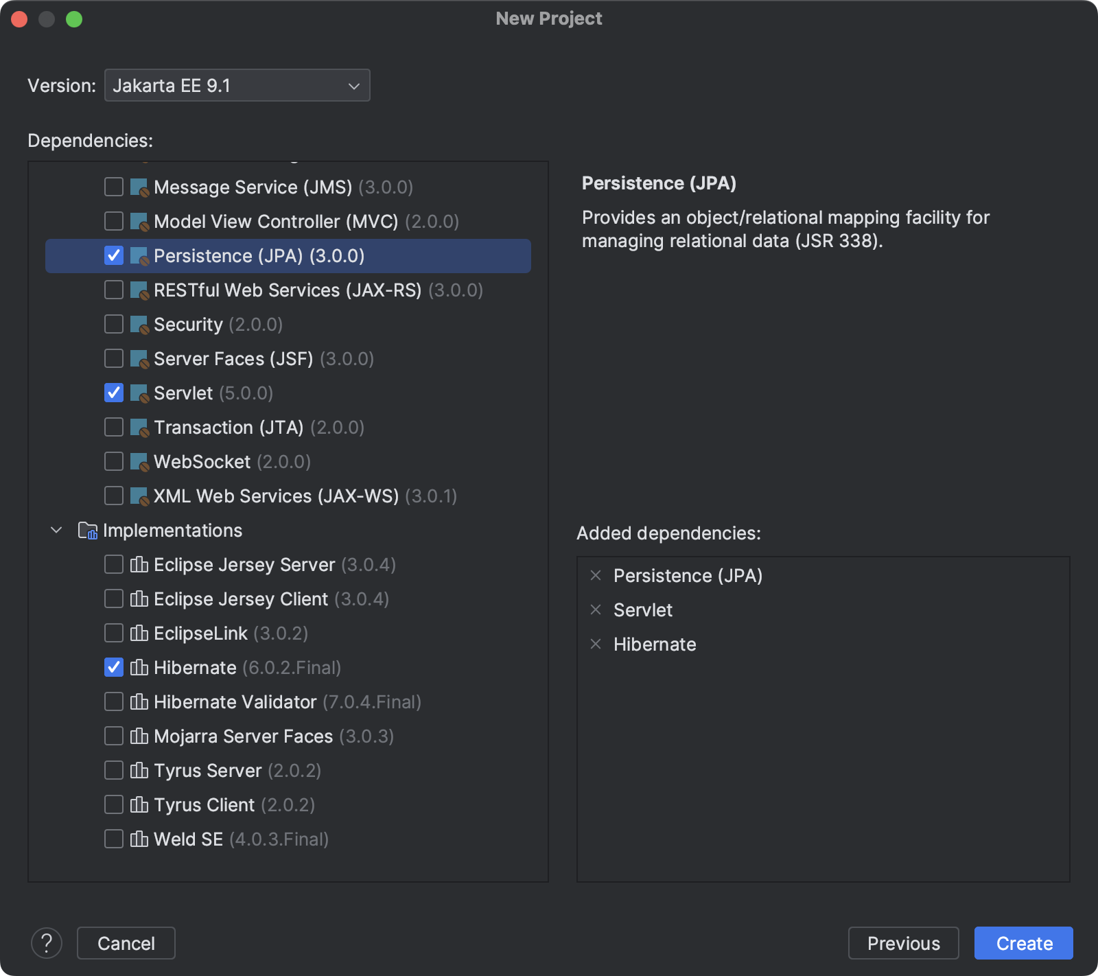 New Java Enterprise project with JPA and Hibernate