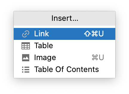 Insert a link in a Markdown file
