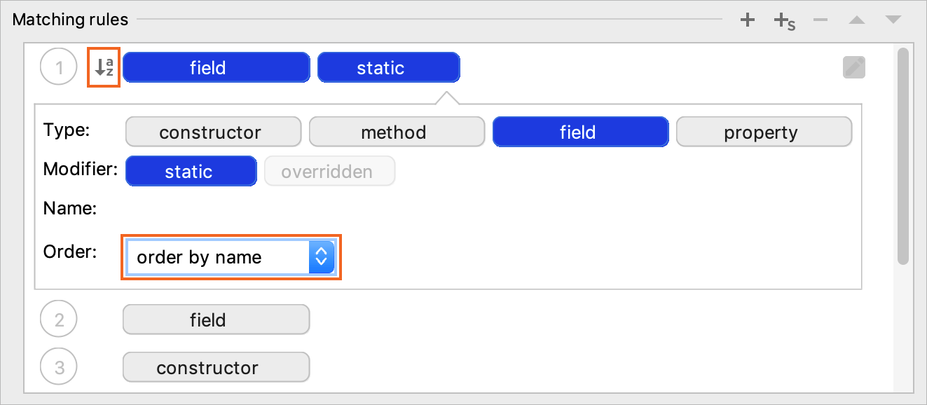 Matching rules example