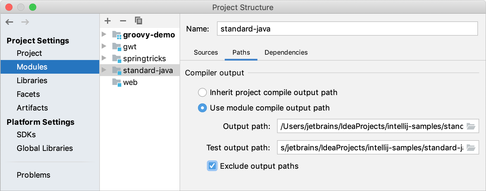 Module structure settings | IntelliJ IDEA Documentation