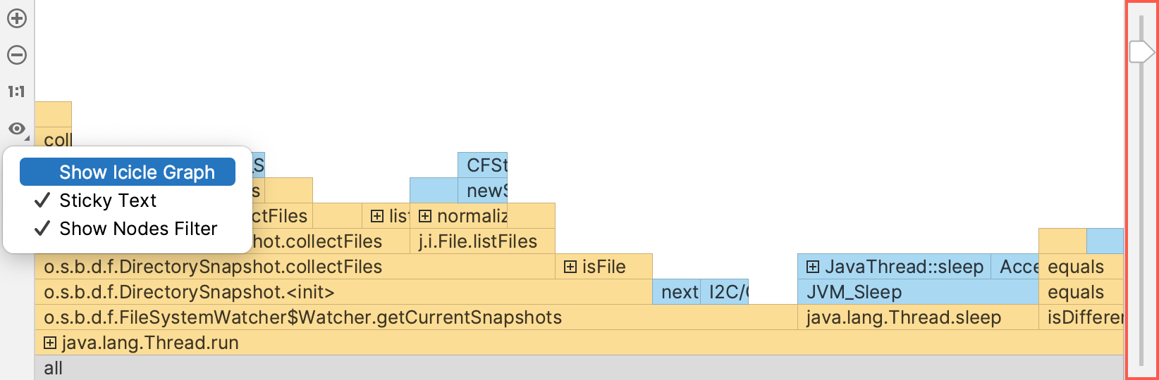 Setting nodes filter in the Presentation Settings menu