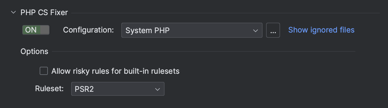 PHP CS Fixer settings