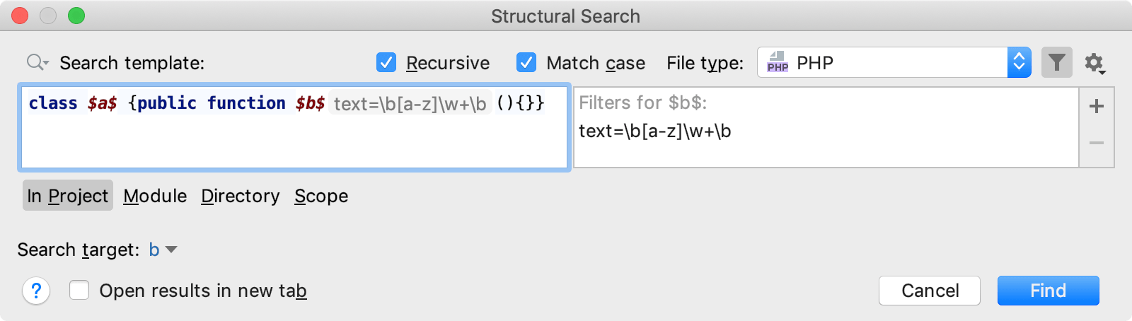 Add regular expression to the filter dialog