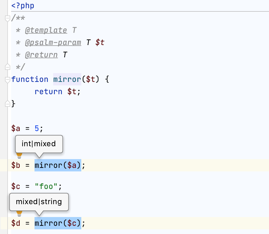 Providing a template Psalm annotation