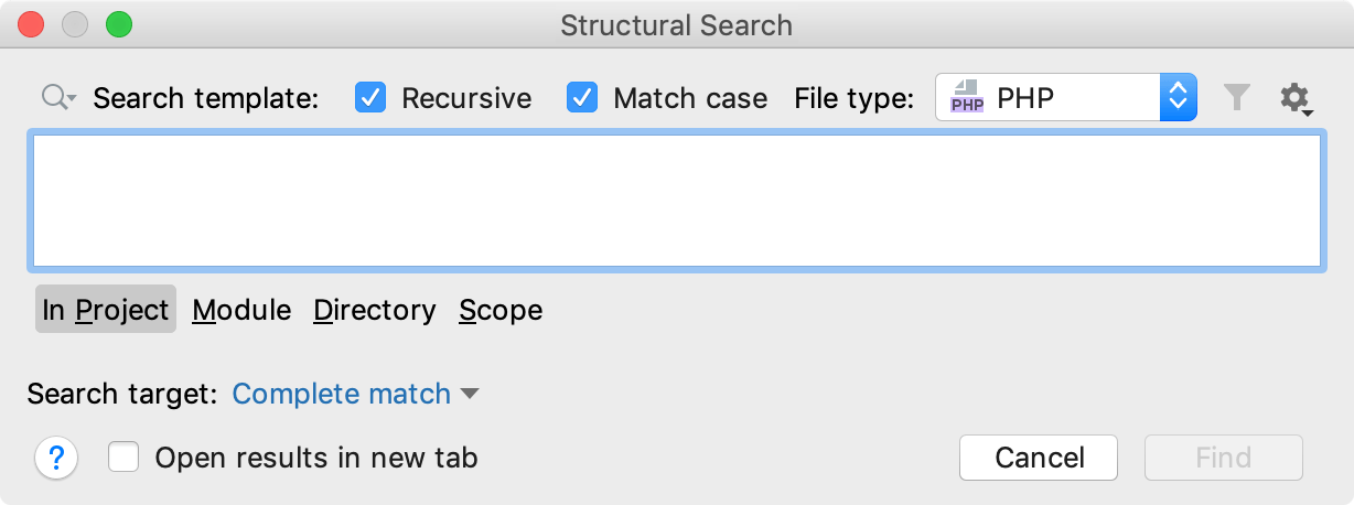 Structural Search dialog