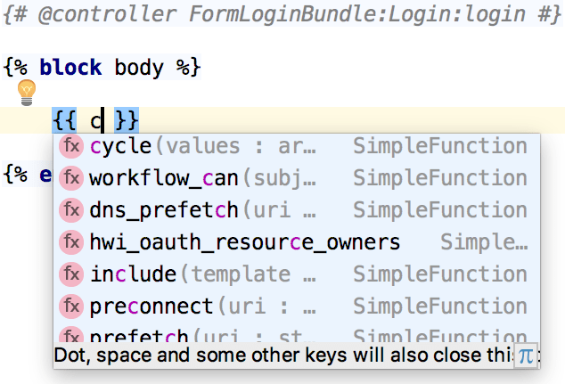 Twig variable name completion