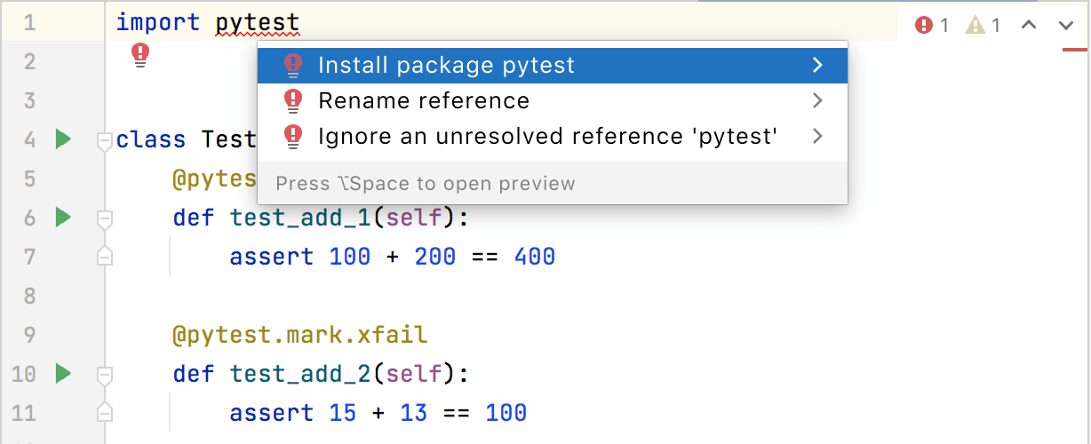 Adding a missing library via quick-fix