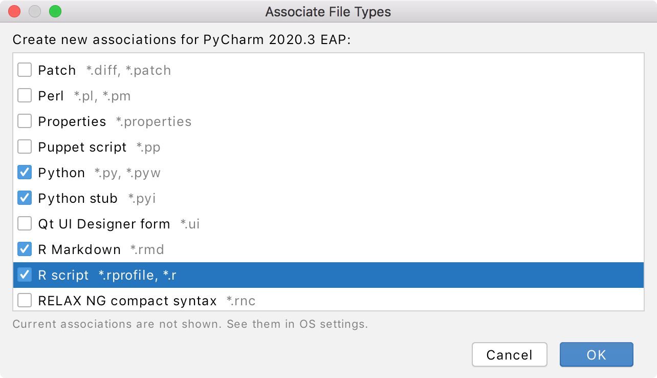PyCharm: Associating file types with the IDE