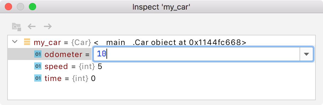 Enter new value for the variable in the field right next to its name