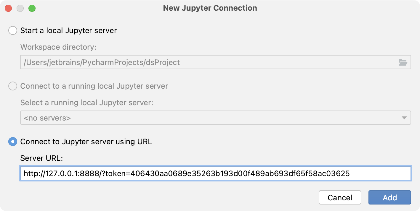 dataspell remote jupyter server