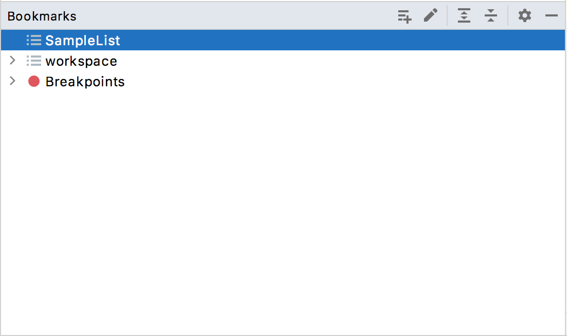 Default list in the Bookmarks tool window