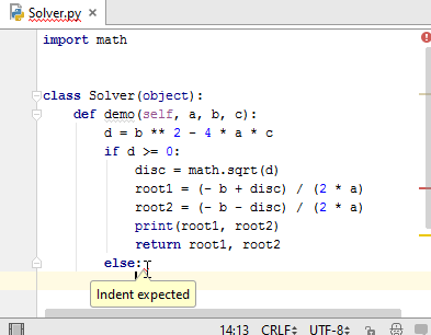 Py else indent expected