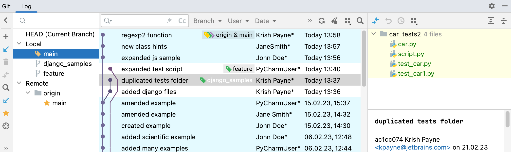 Investigate Changes In Git Repository | Pycharm Documentation