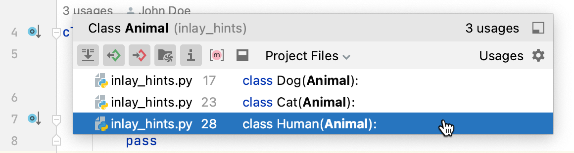 Inlay hints, code vision: jump to usages