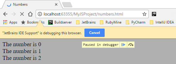 Web page paused in debugger
