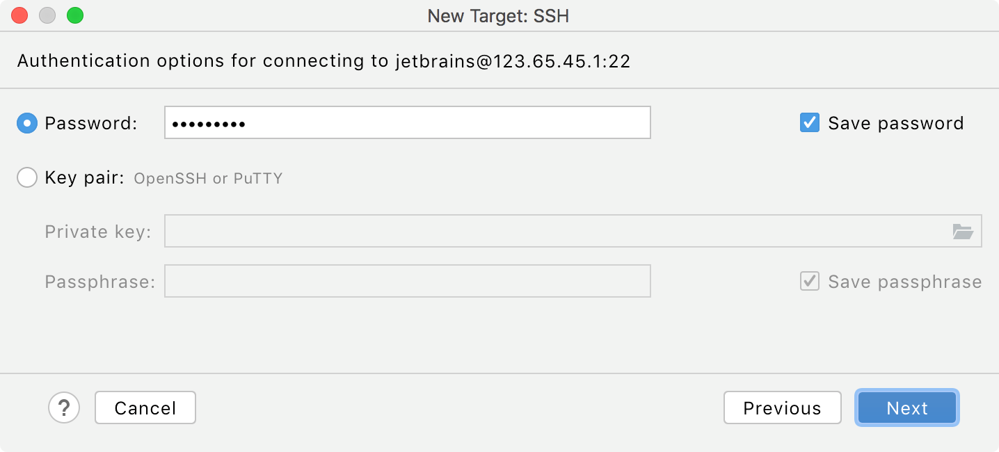 specifying authentication details