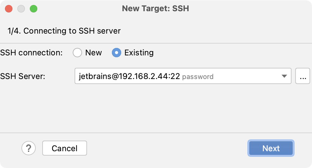 Connecting to SSH server