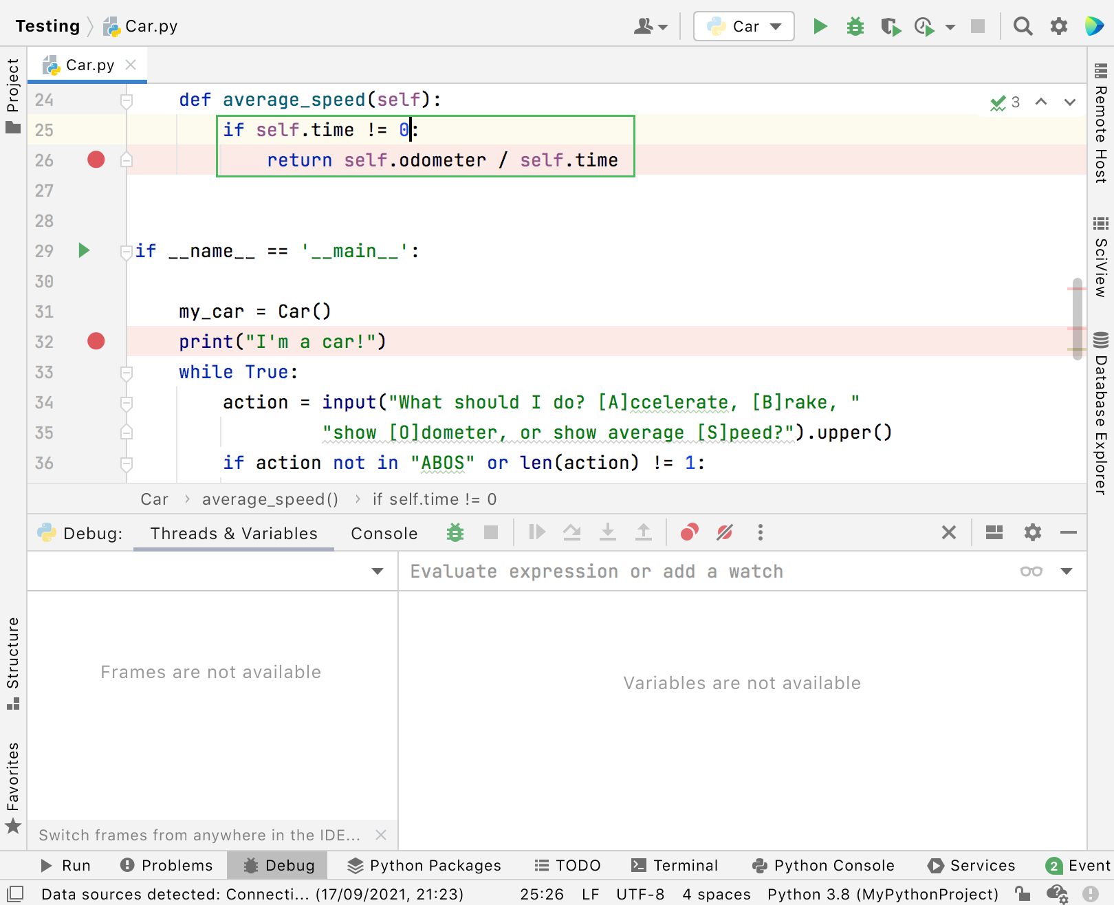 Results of the surrounded code