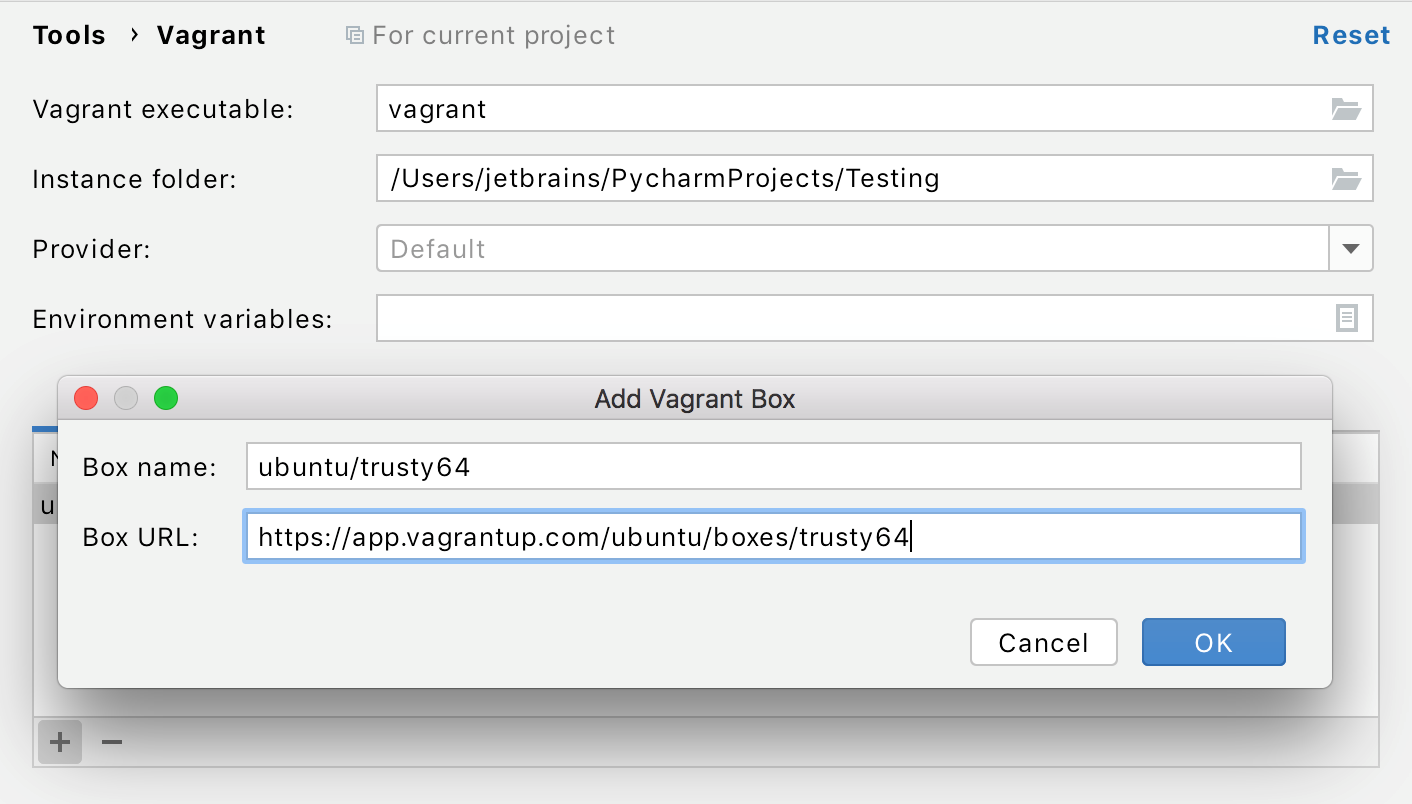 add the virtual box to Vagrant