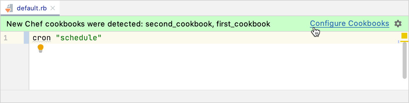Configure a cookbook from the editor