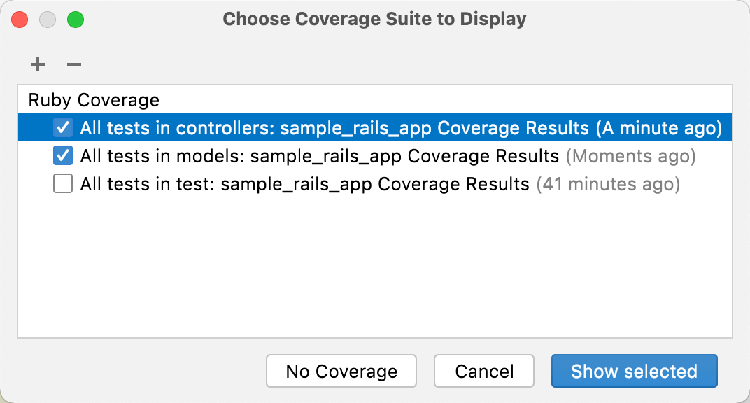 Choose Coverage Suite to Display