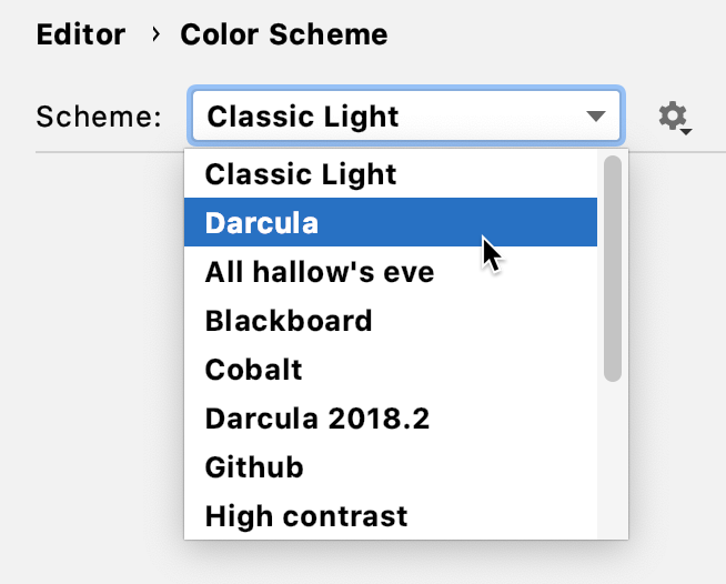 Select the color scheme