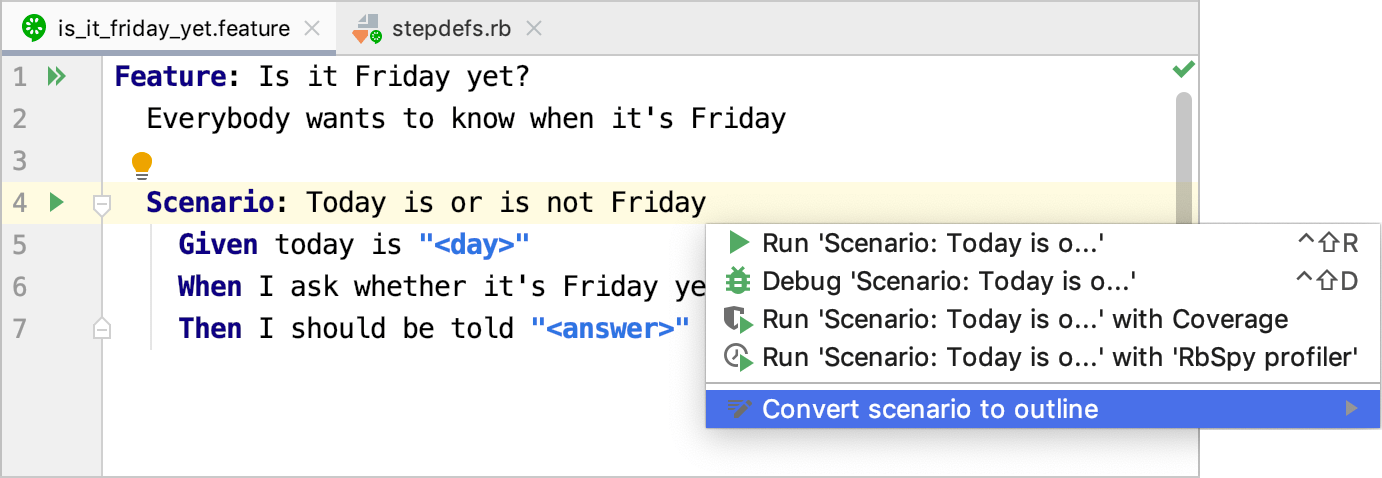 Convert scenario to outline