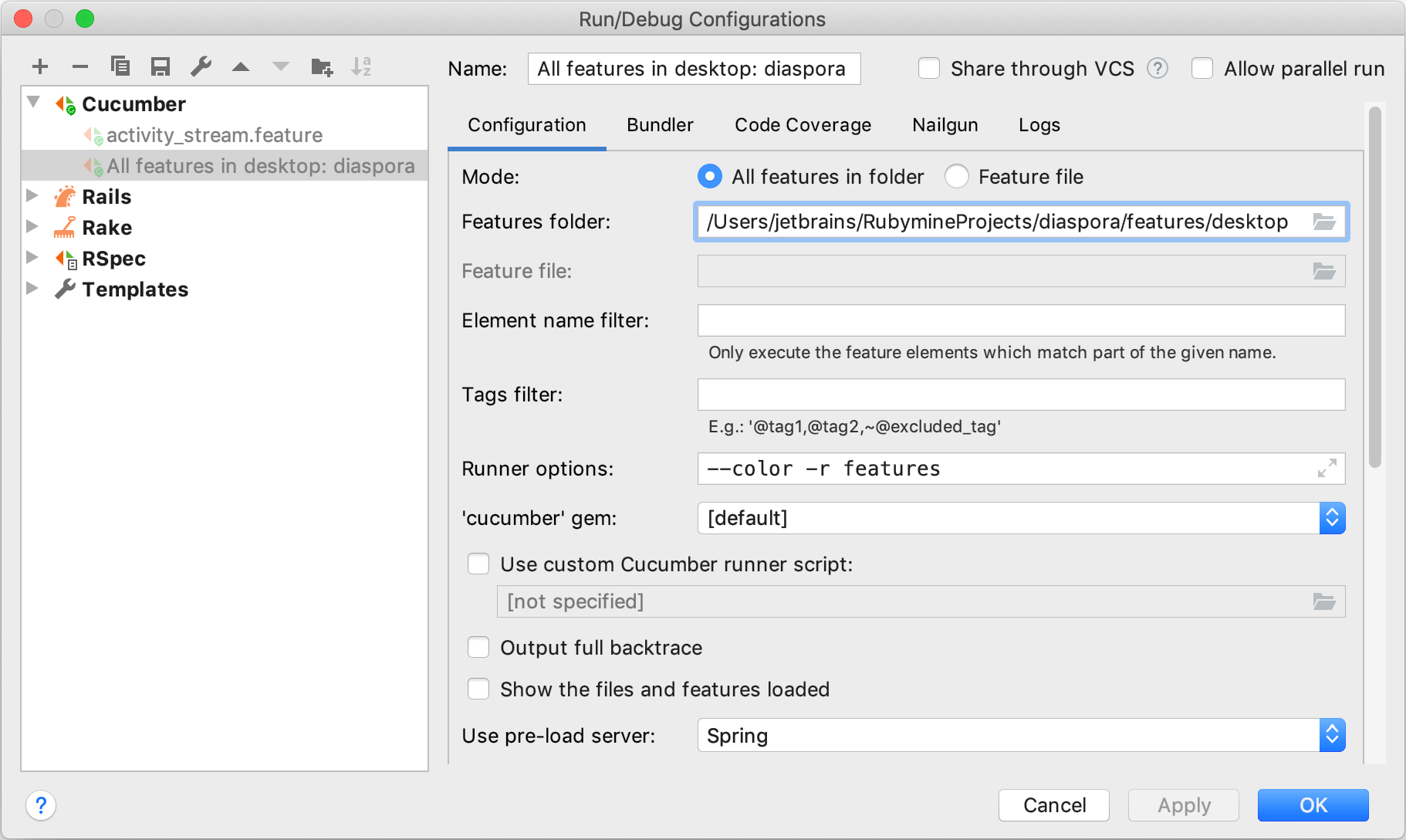 Run/Debug Configurations