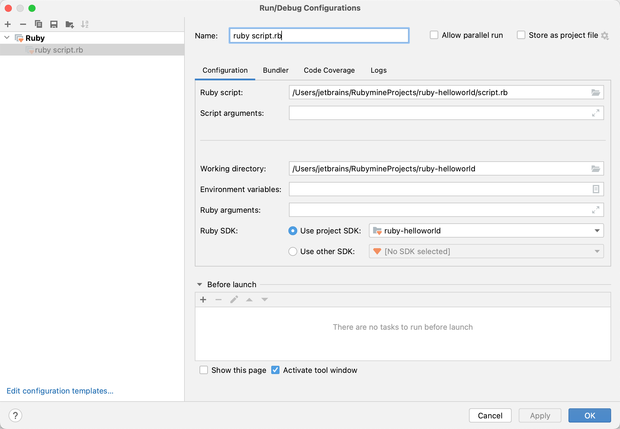 Run/Debug Configurations