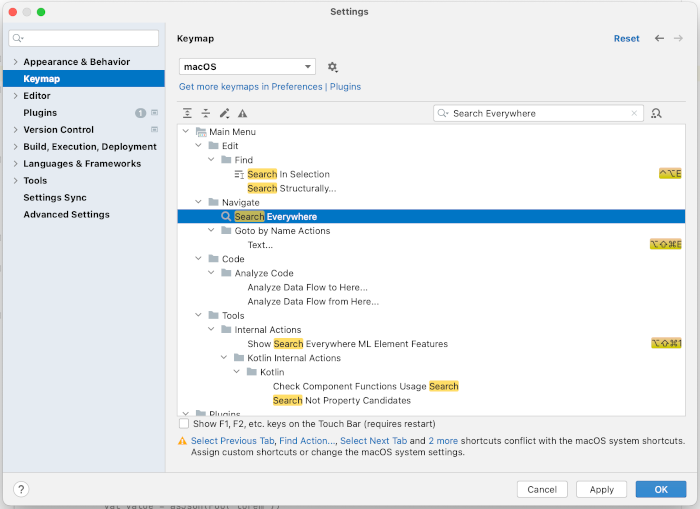 Search Everywhere Keymap