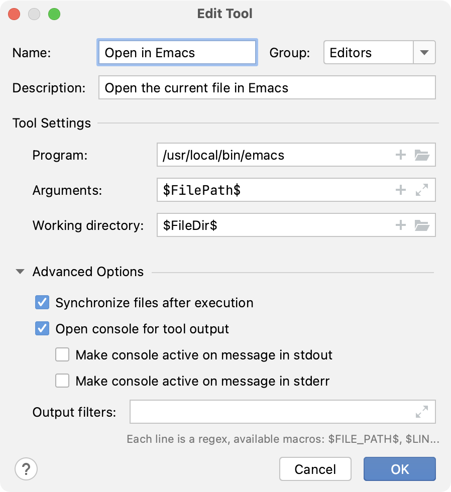 Creating, editing, or copying an external tool