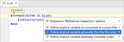 Example template language intentions for fixing unresolved referecnes