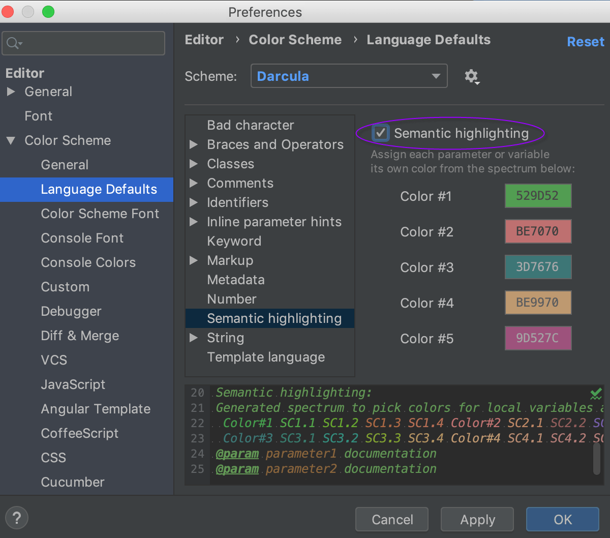 Semantic highlighting