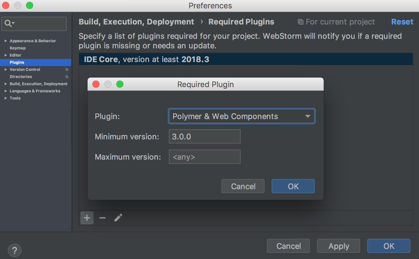 Add required plugin dialog