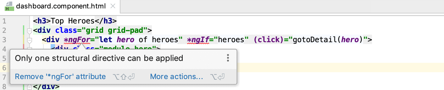 Angular inspection: incorrect use of structural directive