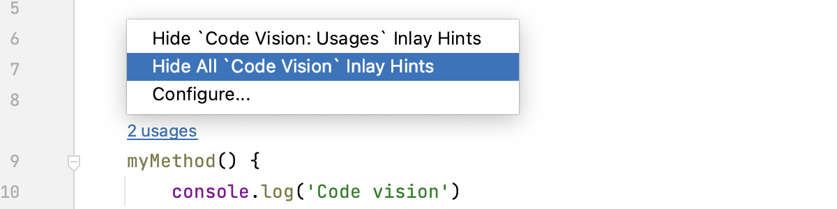 Disable Usages inlay hints in the editor