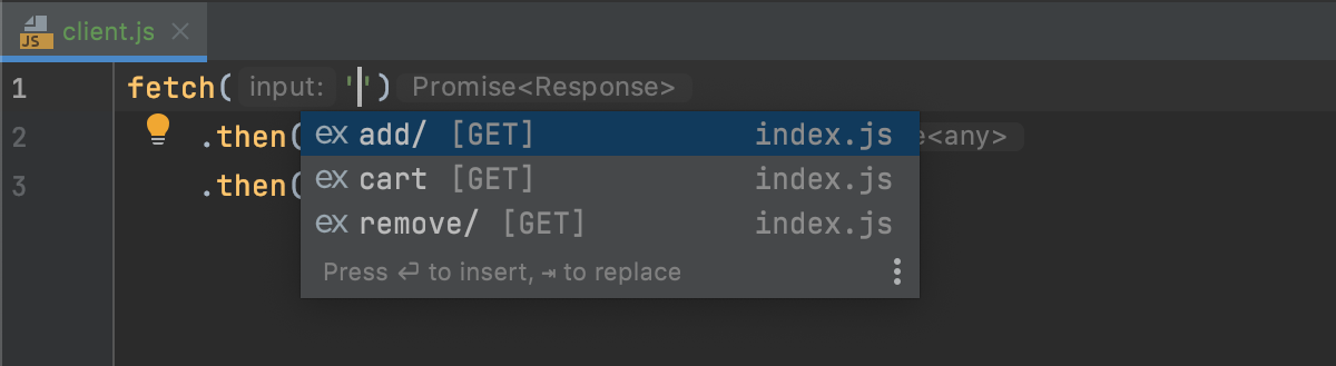 Completion suggestion for Express routes