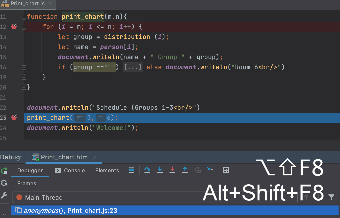 Force Step Over: the breakpoint at the call of a method is ignored