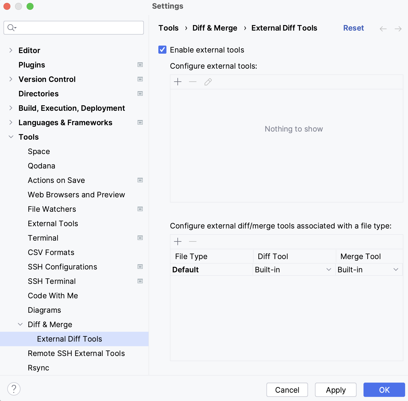 Enable external diff tools