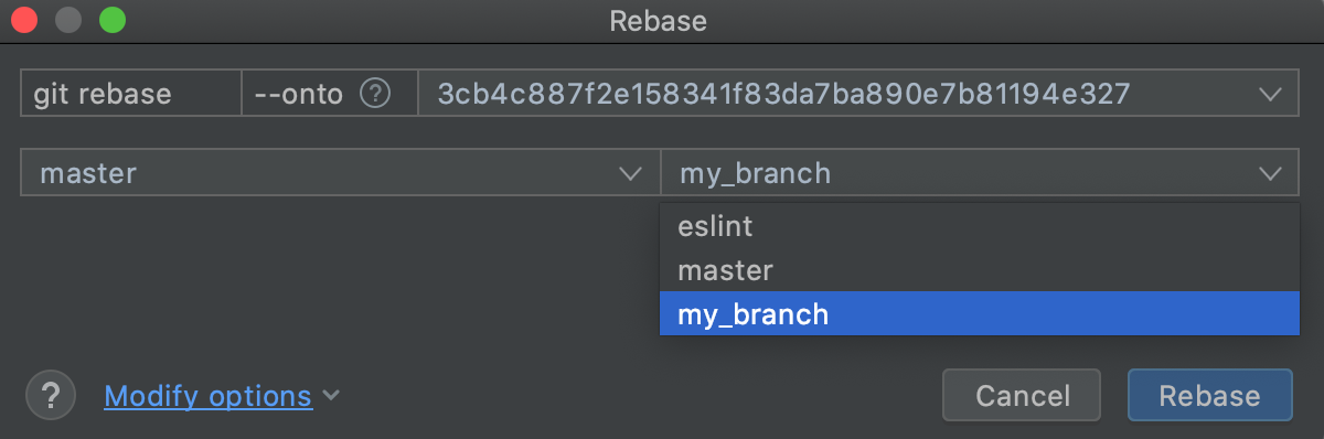 Choose the branch you want to rebase