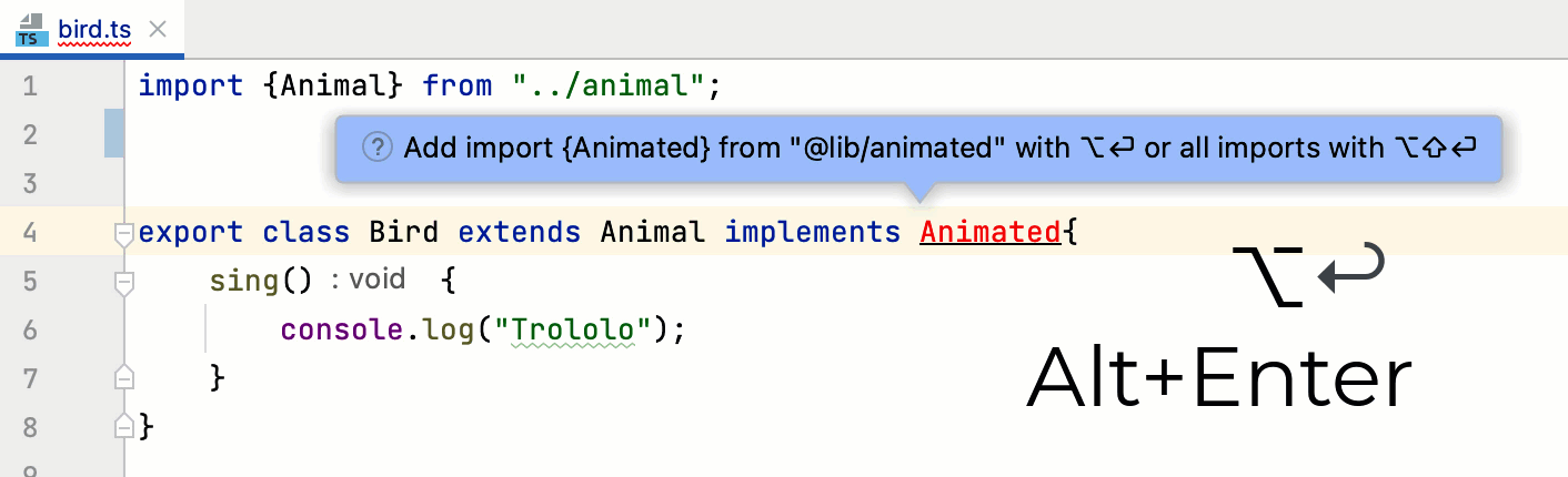 Add import statements using the auto-import tooltip