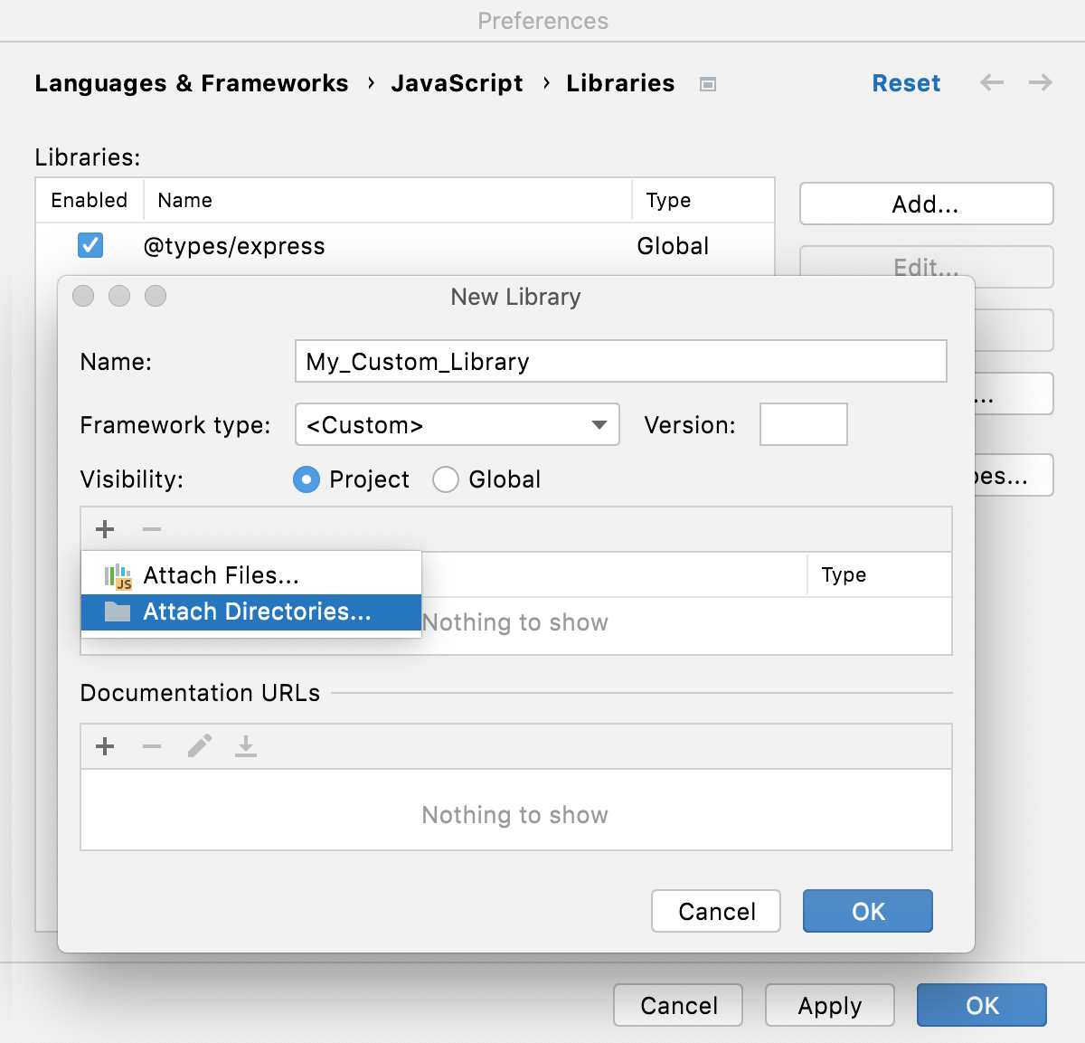 Configure custom library: Add files/folders