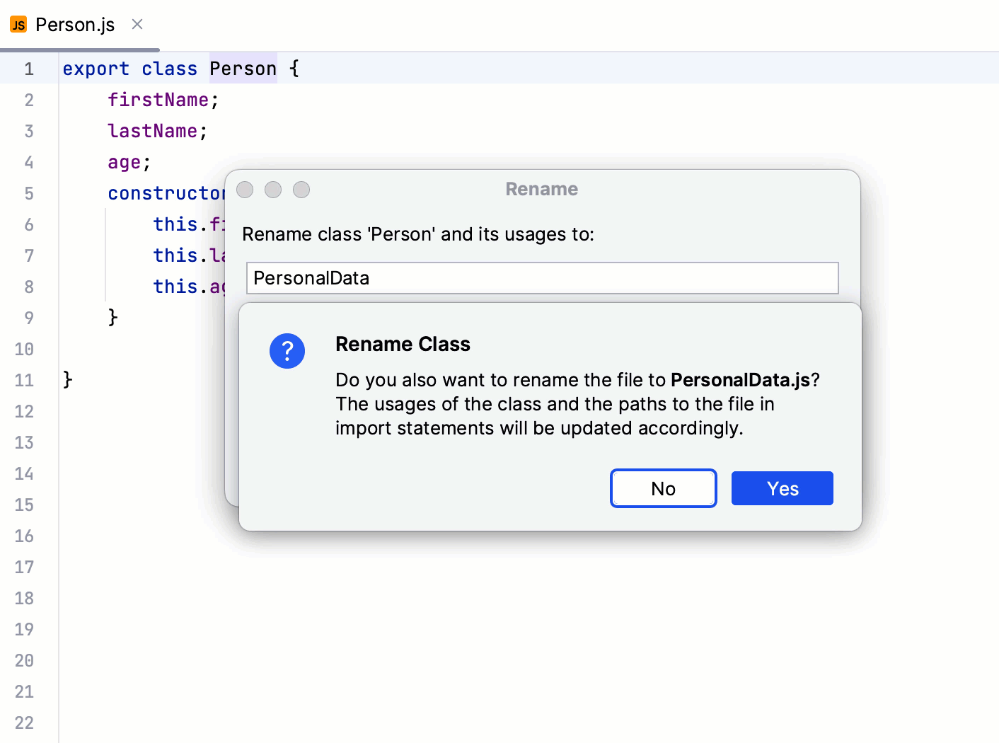 Rename refactoring for classes: renaming the file accordingly