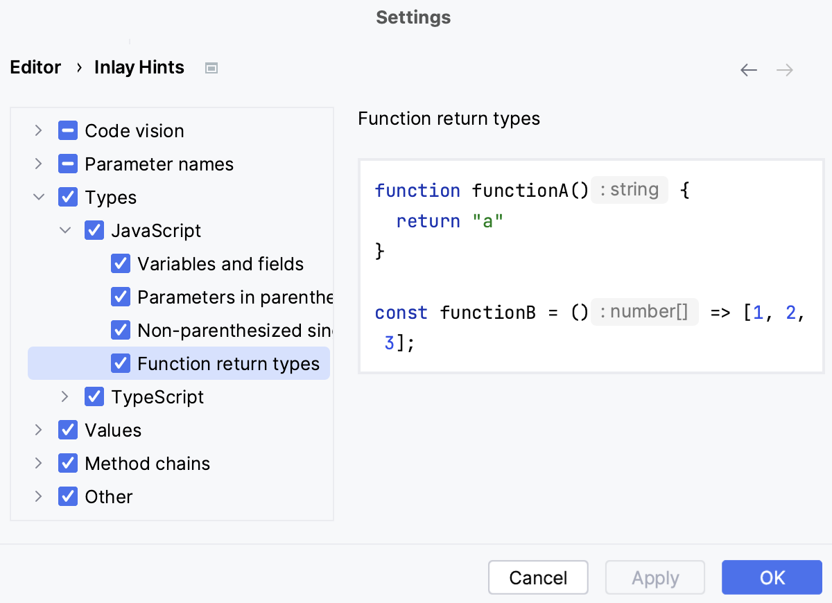 Function return type hints