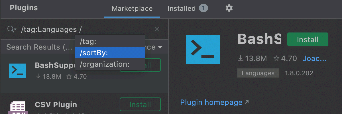 Search for plugins with tags