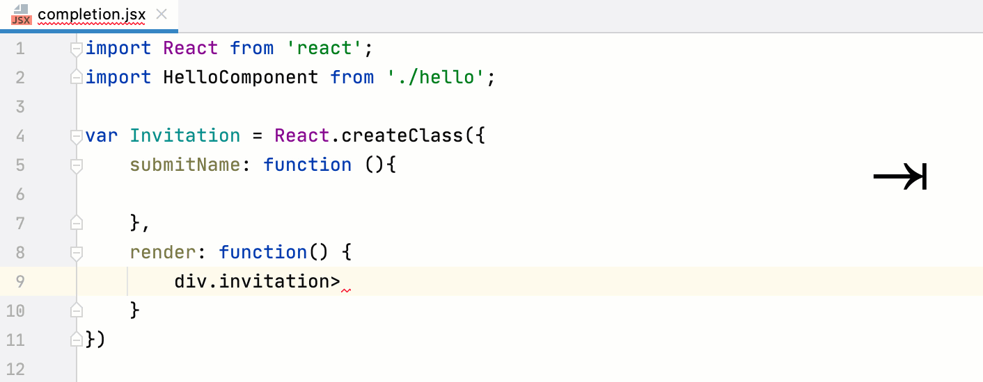 Expand Emmet template in React
