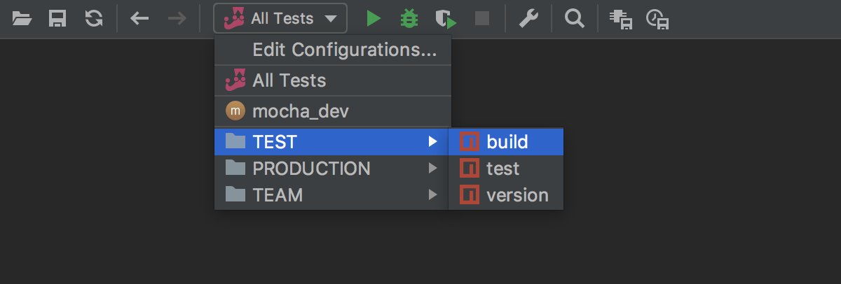 Grouped run configurations