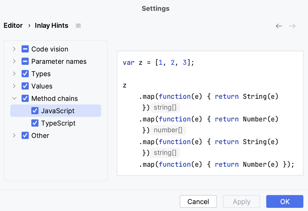 Return types for chained methods