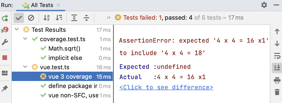 Vitest: test results